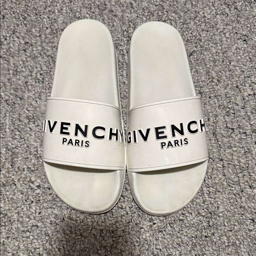 Givenchy White Logo Slides